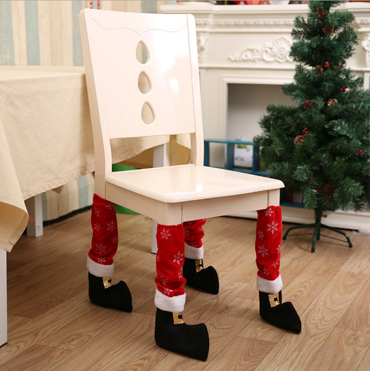 4-Pack Santa Chair Leg Covers, Christmas Table Leg Decorations
