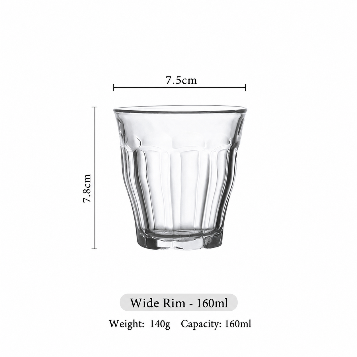 Vintage Fluted Glass Tumbler – 160ml Thick-Wall Drinking Glass