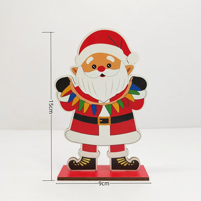 Wood Christmas Table Decor DIY Scene Display Ornament