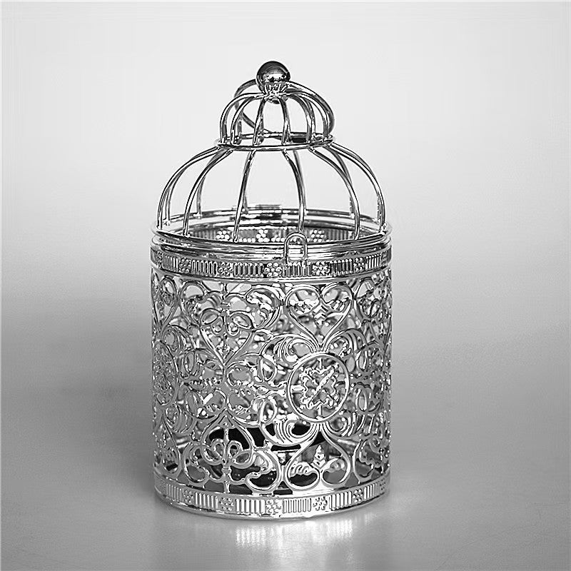 Electroplated Metal Birdcage Candleholder Creative Decor
