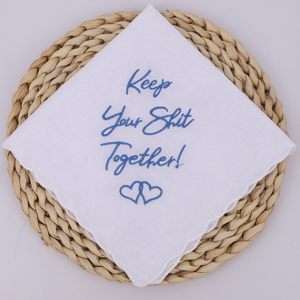 Embroidered Wedding Handkerchief – Cotton Keepsake Gift