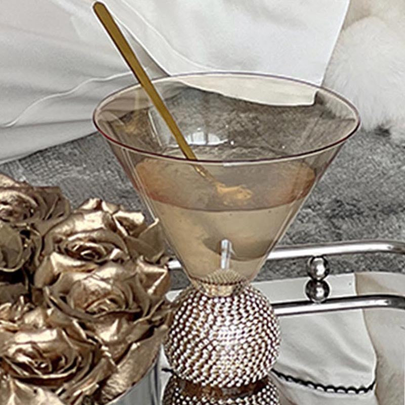 Gold Rim Crystal Goblet with Jewel Accent – Luxury Champagne, Wine & Dessert Glass