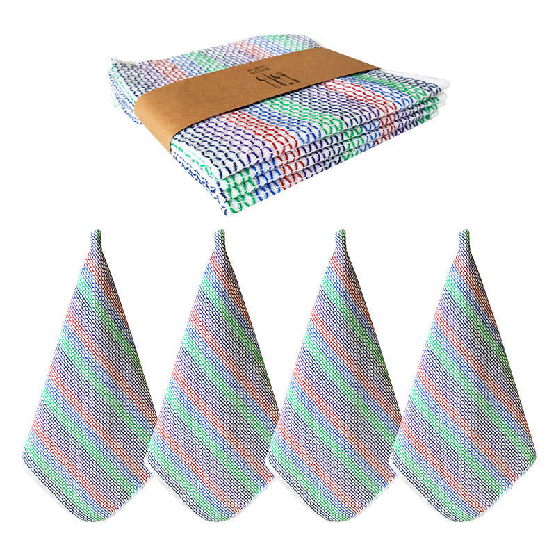 Striped Cotton Dish Cloths, 4-Pack Kitchen Towel Set