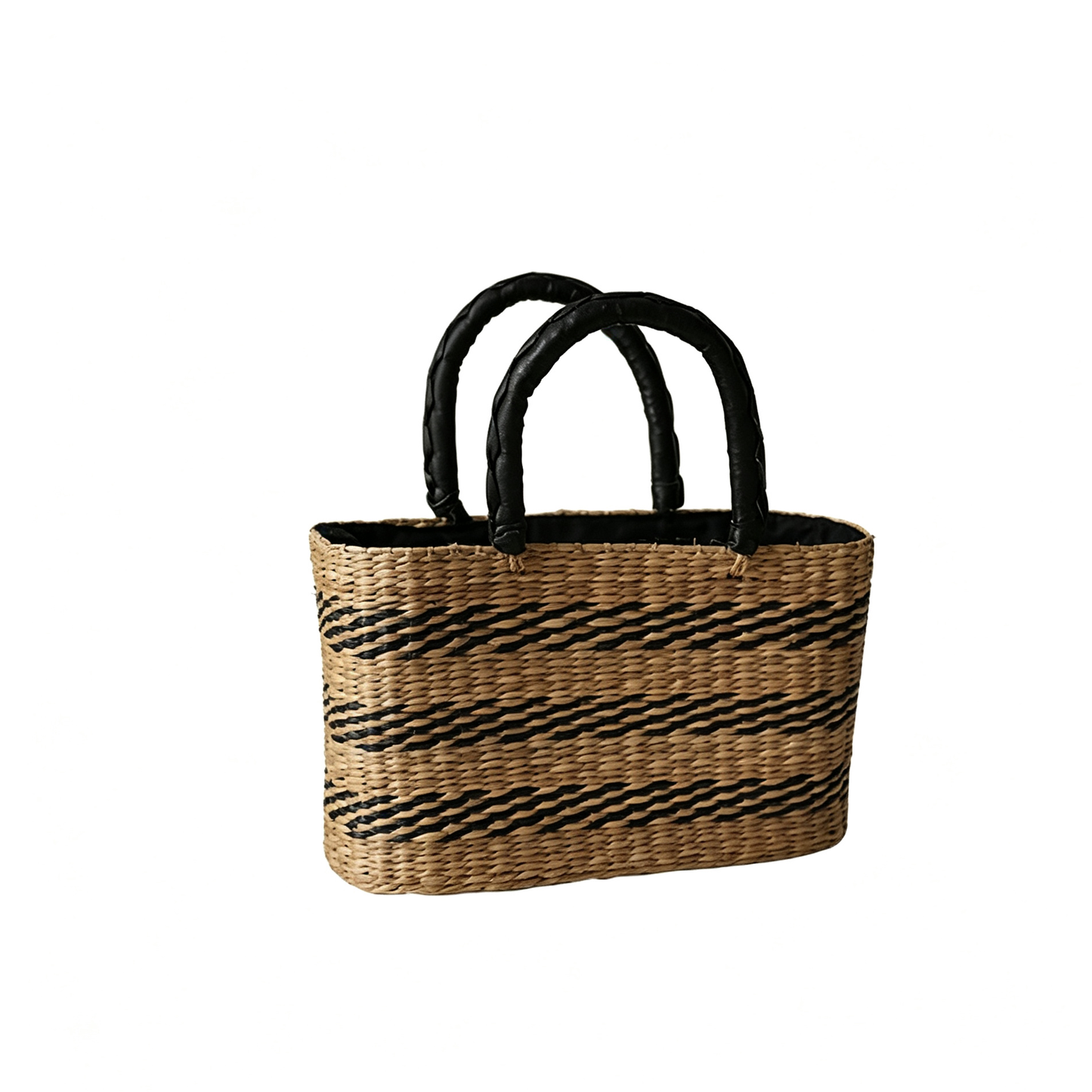 Large Sea Grass Woven Tote Bag – Natural Handmade Style Beach Bag with Polyester Lining