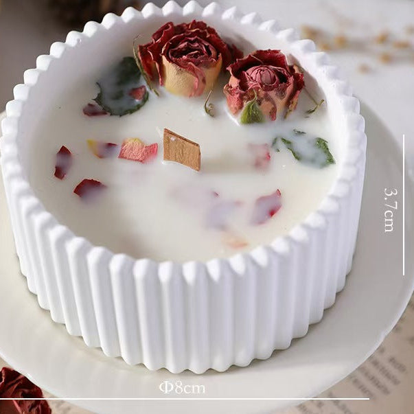 Dried Flower Candle in Plaster Cup