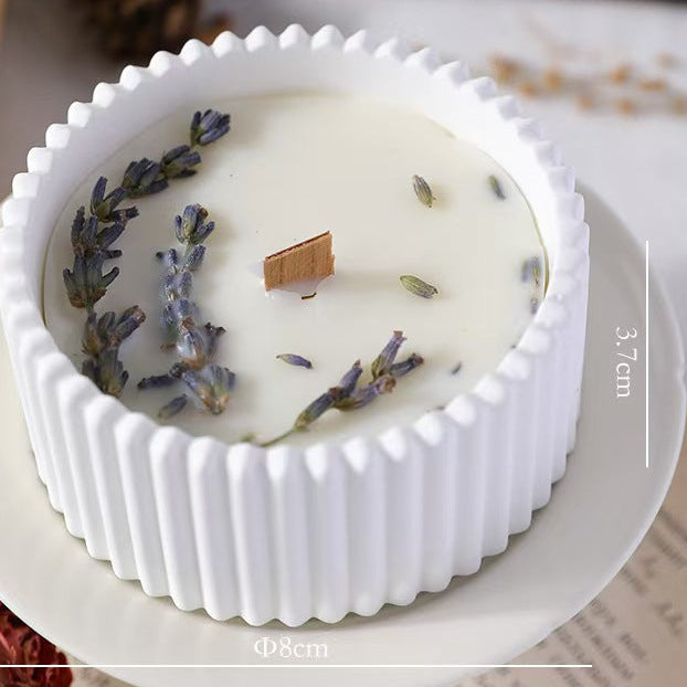 Dried Flower Candle in Plaster Cup