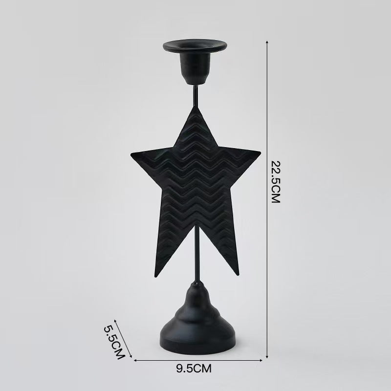 Metal Candleholder Decor, Heart and Star Shape Iron Ornament