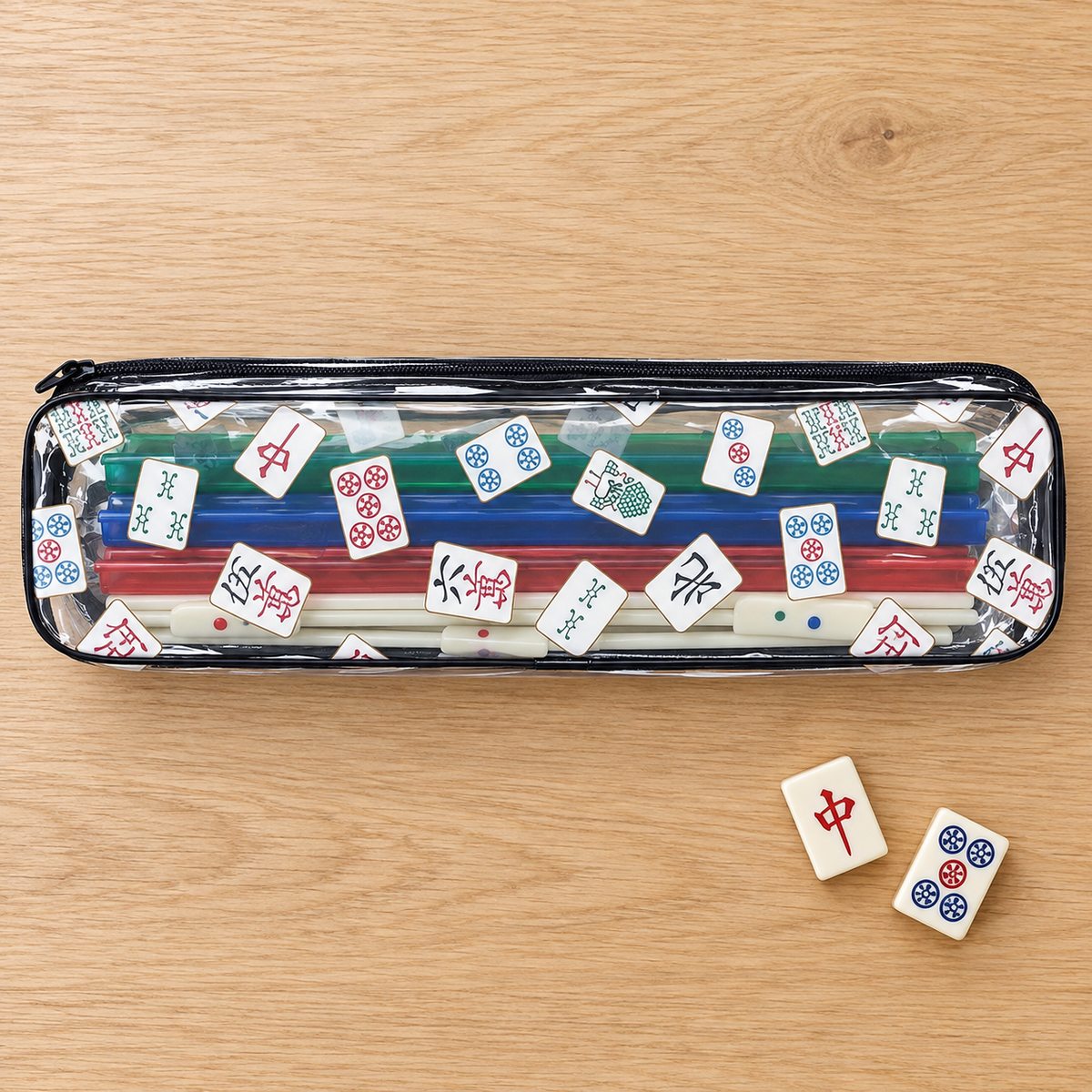 Mahjong Rack Carrying Bag – Printed Zipper Storage Case for Racks and Pushers