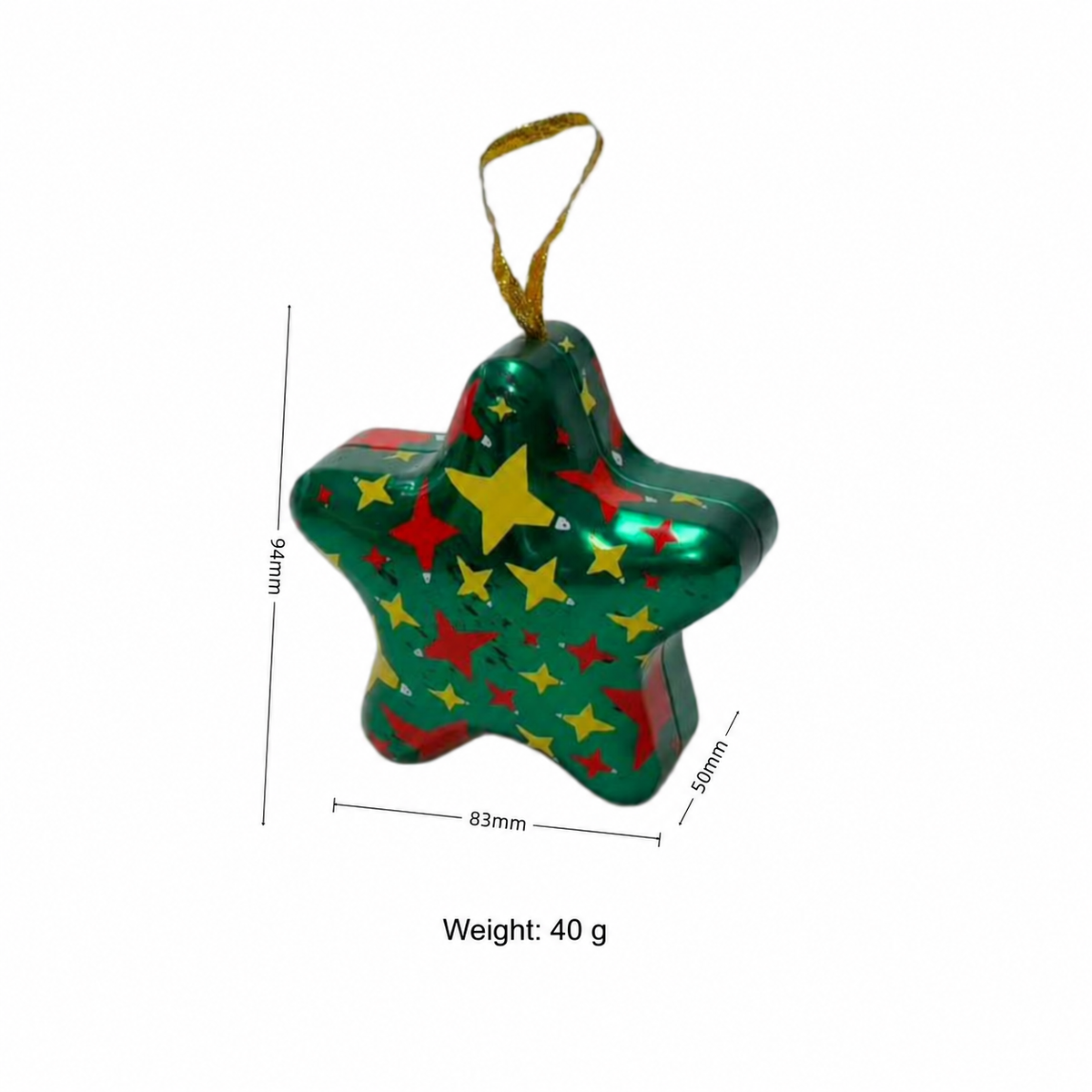 Christmas Tinplate Candy Box Ornament – Tree and Star Shaped Hanging Gift Tin