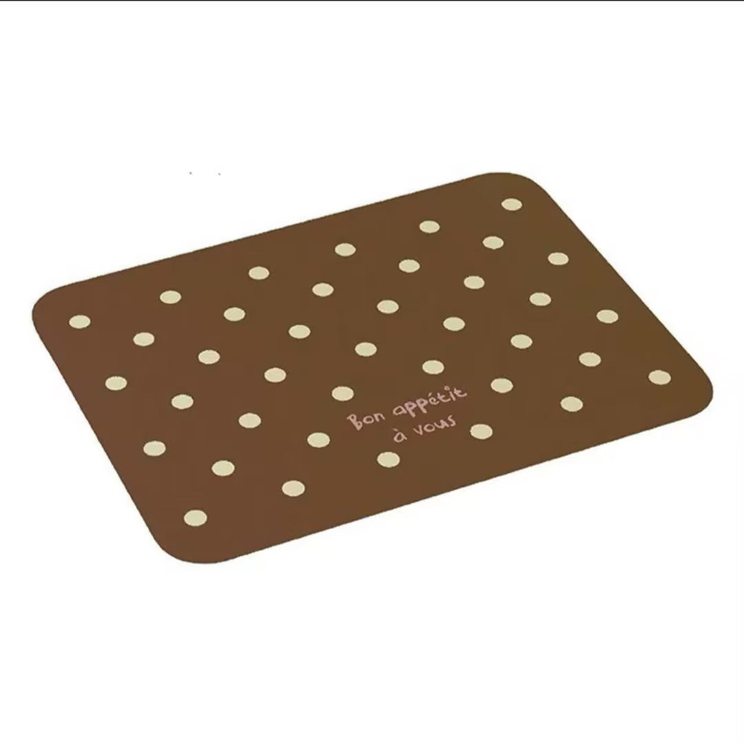 Waterproof Leather Placemat – Minimalist Polka Dot Dining Table Mat, French Style PU Leather Table Protector for Kitchen & Home Decor