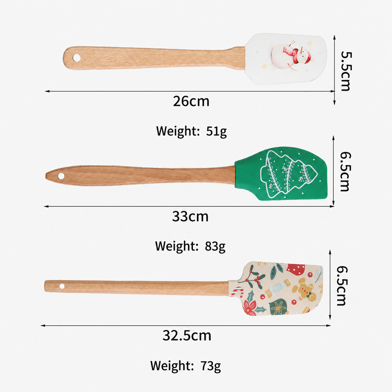 Christmas Silicone Spatula with Beech Wood Handle