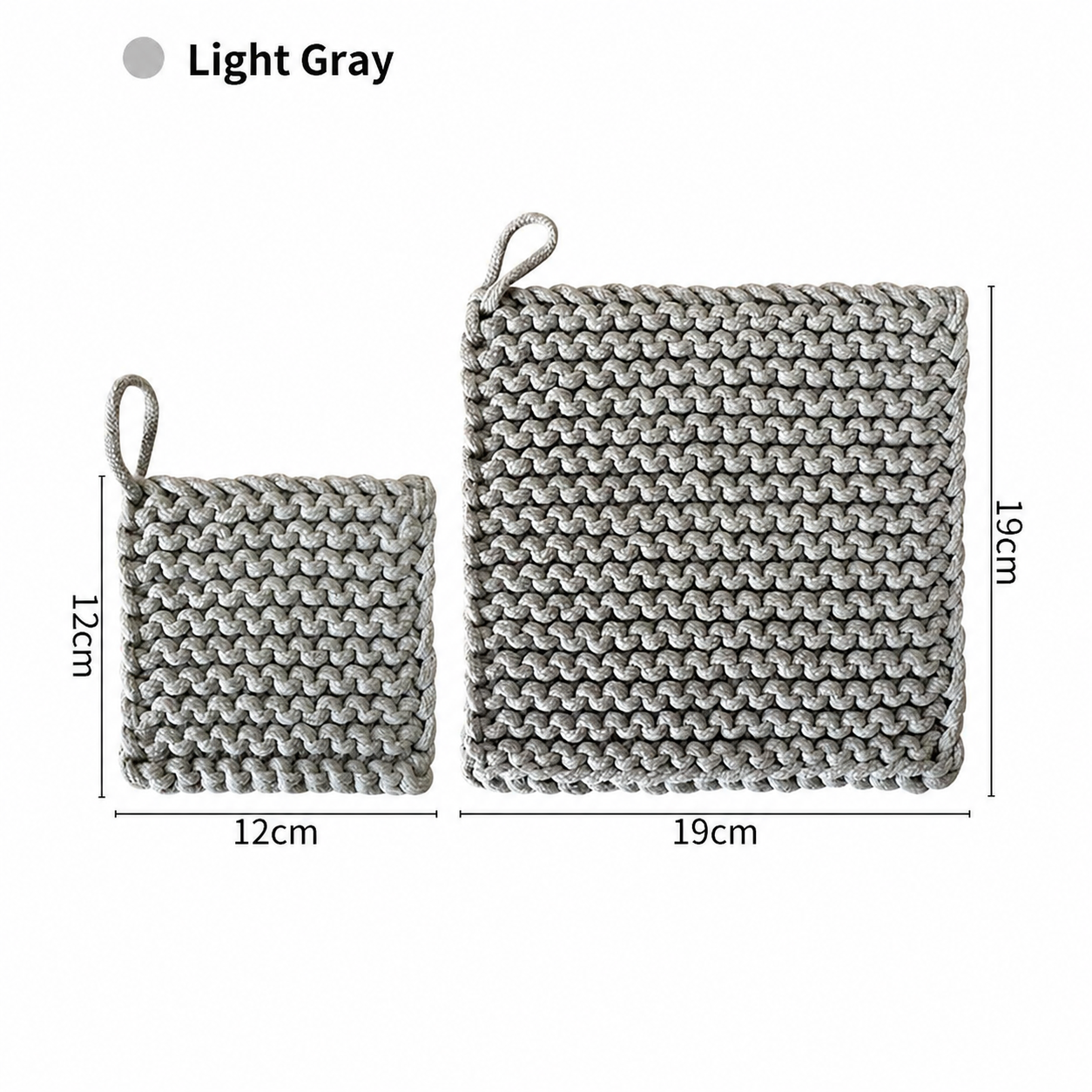 Square Handwoven Coaster – Solid Color Cotton Rope Square Heat Insulation Mat for Cups, Tea Cups, Simple Plate Mat