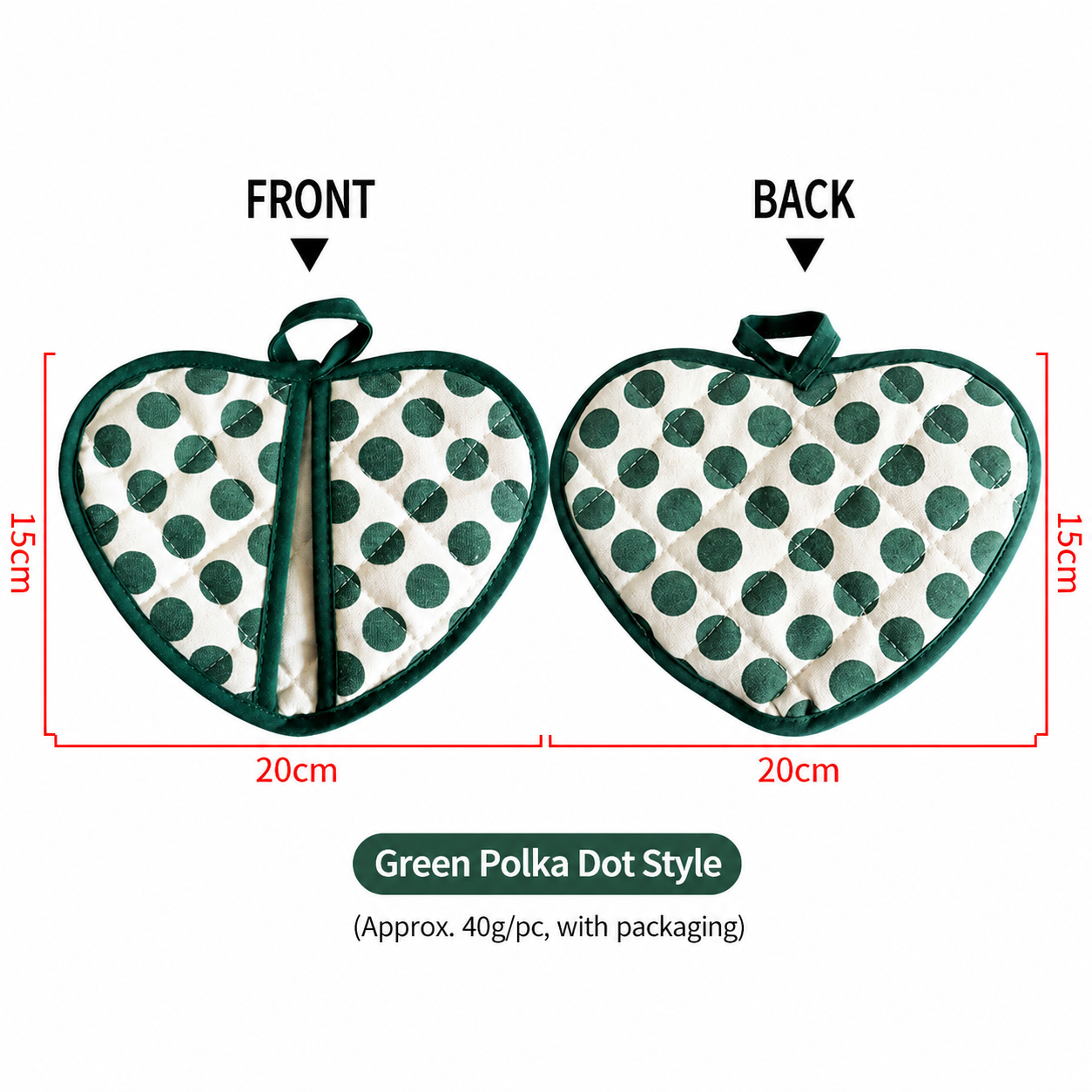 Thick Heart-Shaped Heat Resistant Pot Holder, Double-Layer Cotton Insulated Oven Mitt