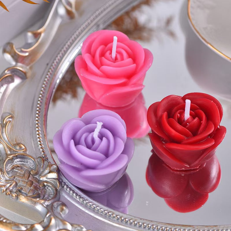 Handmade Mini Rose Flower Scented Candle Set