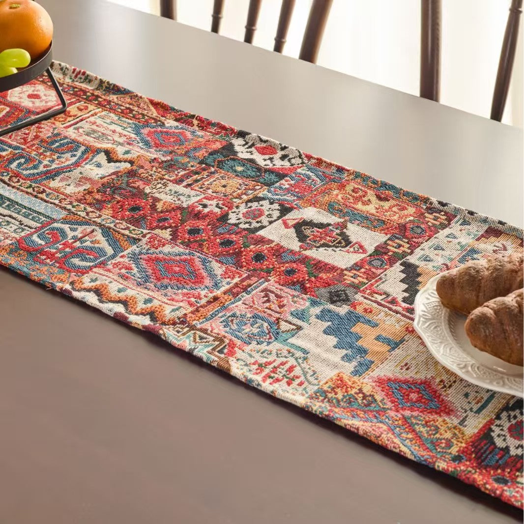 Boho Tassel Table Runner Ethnic Decorative Table Cover
