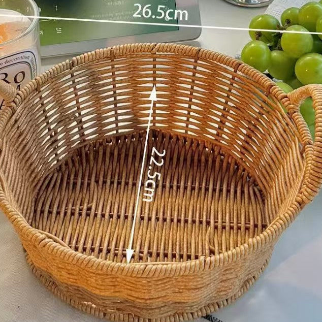 Woven Rattan Style Storage Basket Fruit Organizer Home Decor