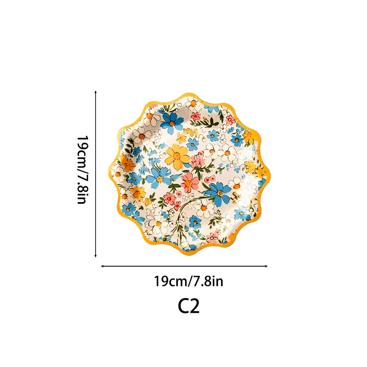 Scalloped Paper Party Plates Disposable 12-Sided Festive Tableware