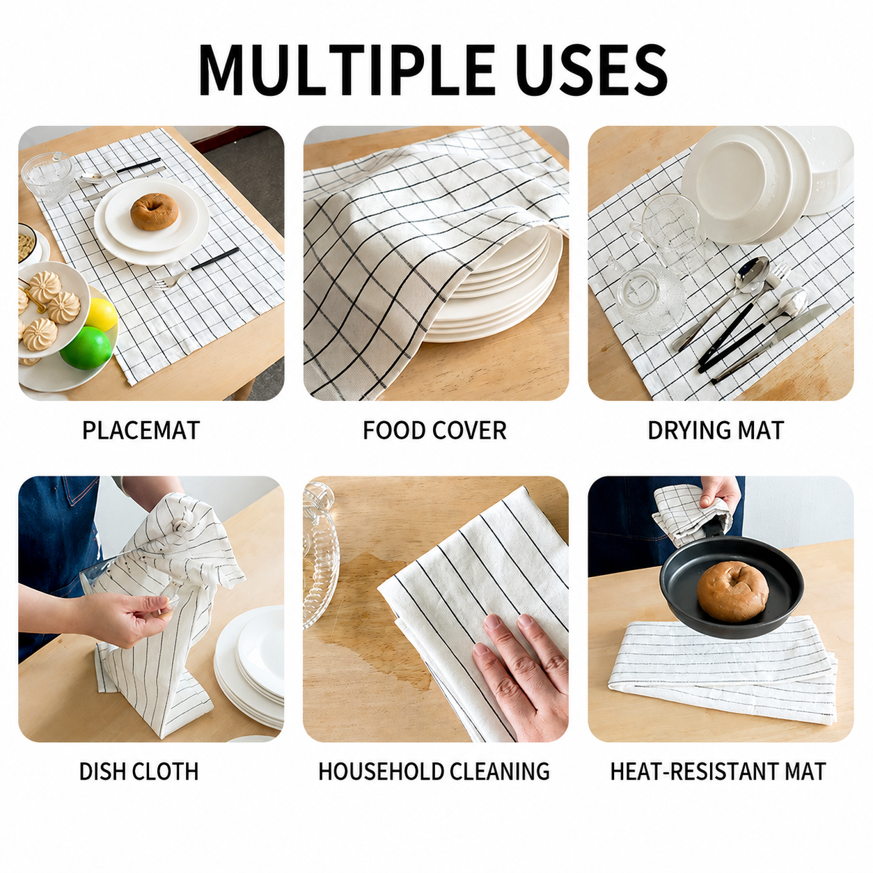 Nordic Black Kitchen Towel, Food Photography Backdrop Cloth
