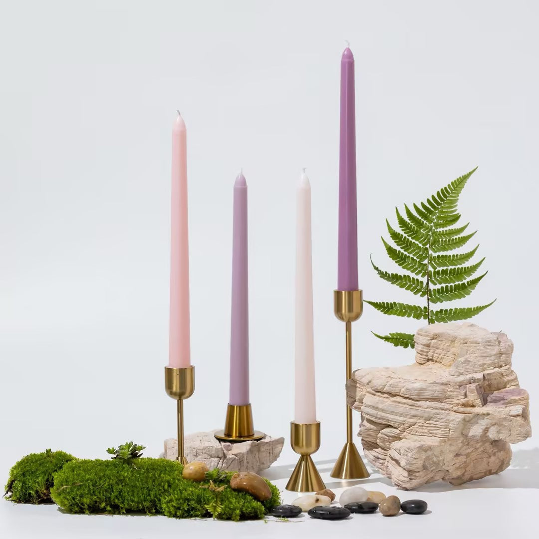 10” Colored Taper Candles, Smokeless Paraffin, 25cm – Set of 4