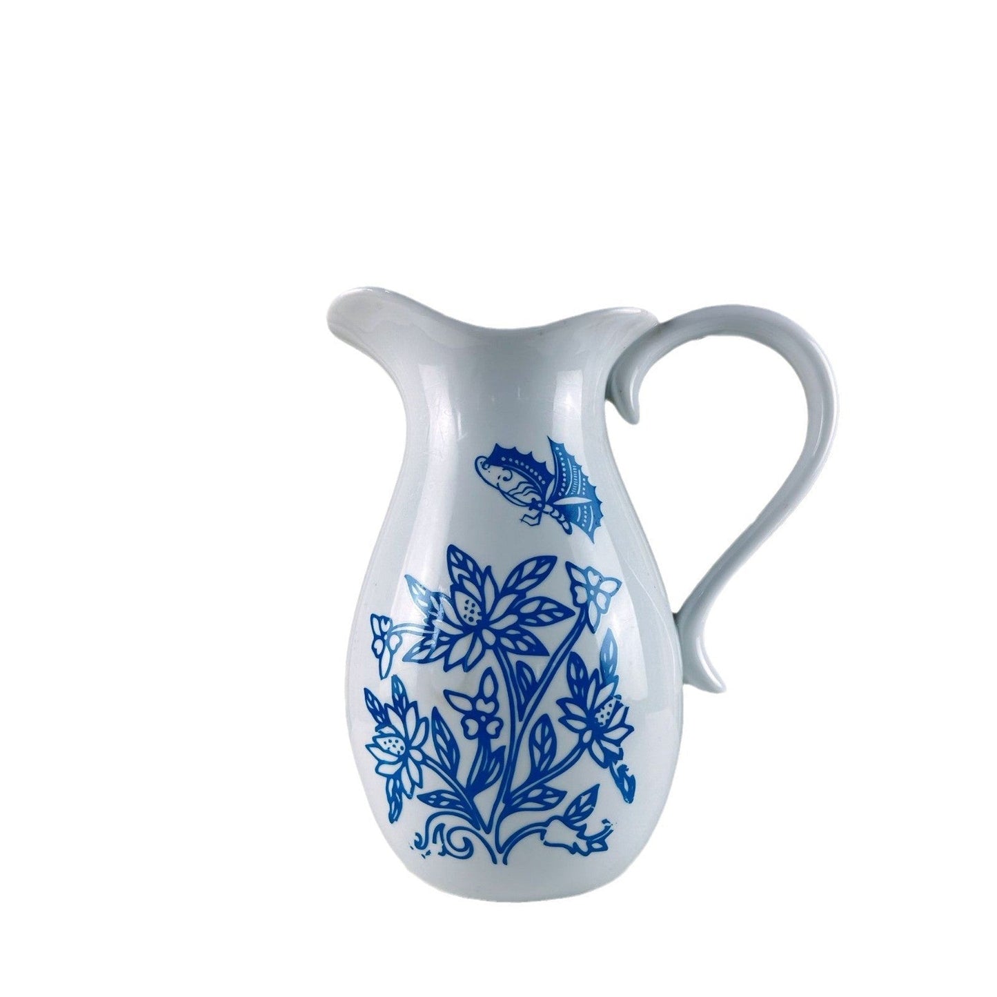 Rustic Ceramic Pitcher Vase – Farmhouse Tabletop Flower Vase