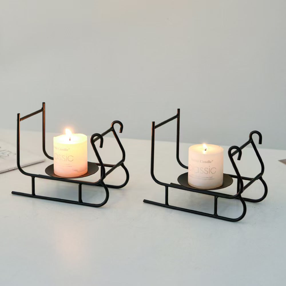 Sleigh Candleholder Creative Iron Decor Piece