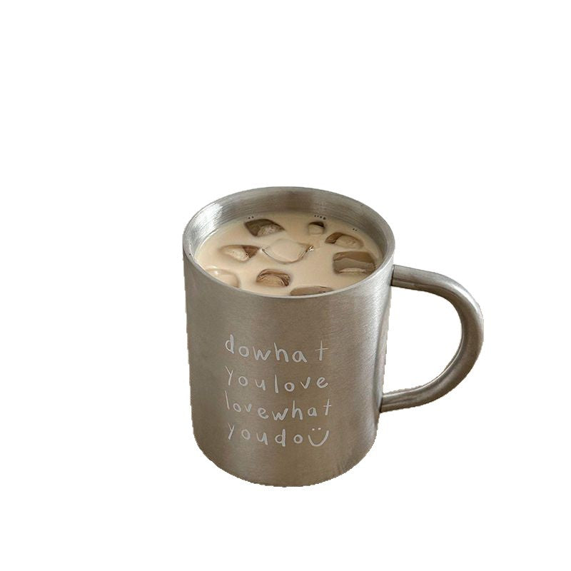 Korean Style 304 Stainless Steel Mug – Minimalist Metal Coffee Cup for Home, Office & Daily Use