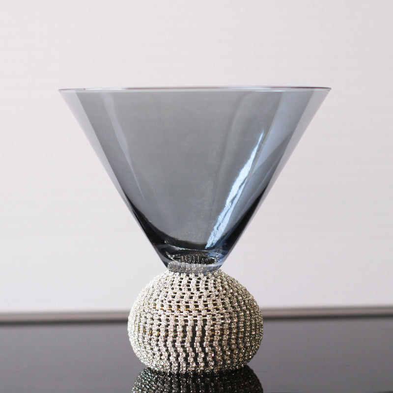Gold Rim Crystal Goblet with Jewel Accent – Luxury Champagne, Wine & Dessert Glass