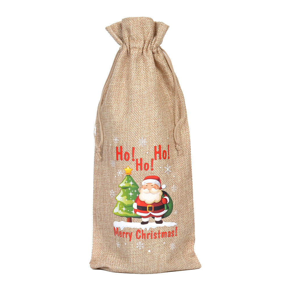 Christmas Wine Gift Bag – Drawstring Bottle Gift Sack for Wine & Champagne