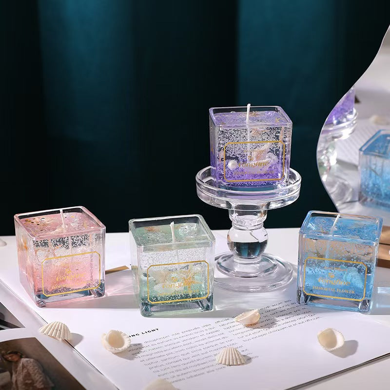 Clear Glass Jelly Wax Scented Candle for Home Decor
