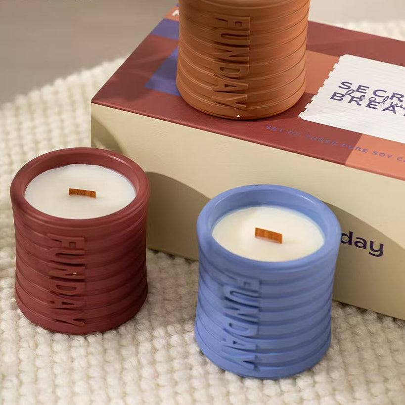 Ribbed Walnut Lid Soy Wax Candle