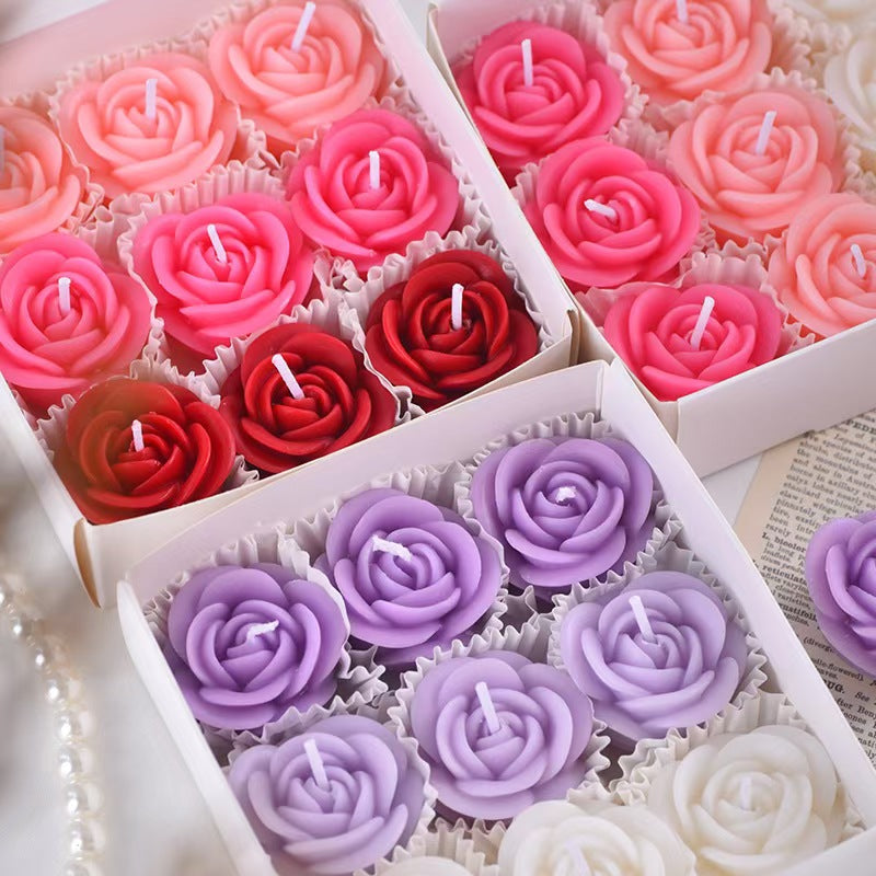 Handmade Mini Rose Flower Scented Candle Set