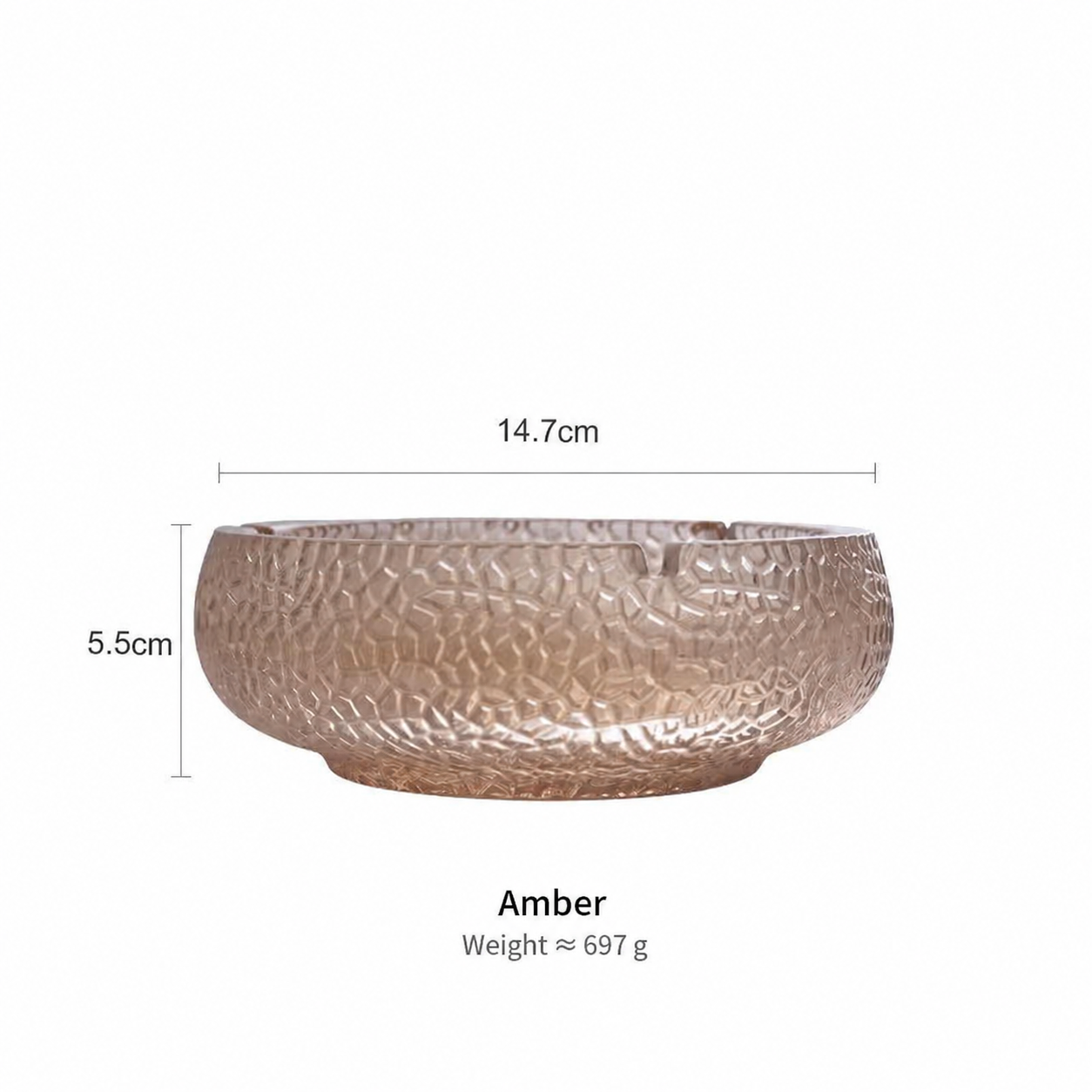 Luxury Textured Glass Ashtray – Crystal Pattern Decorative Cigarette Ashtray Tray for Home, Office, Bar & Hotel