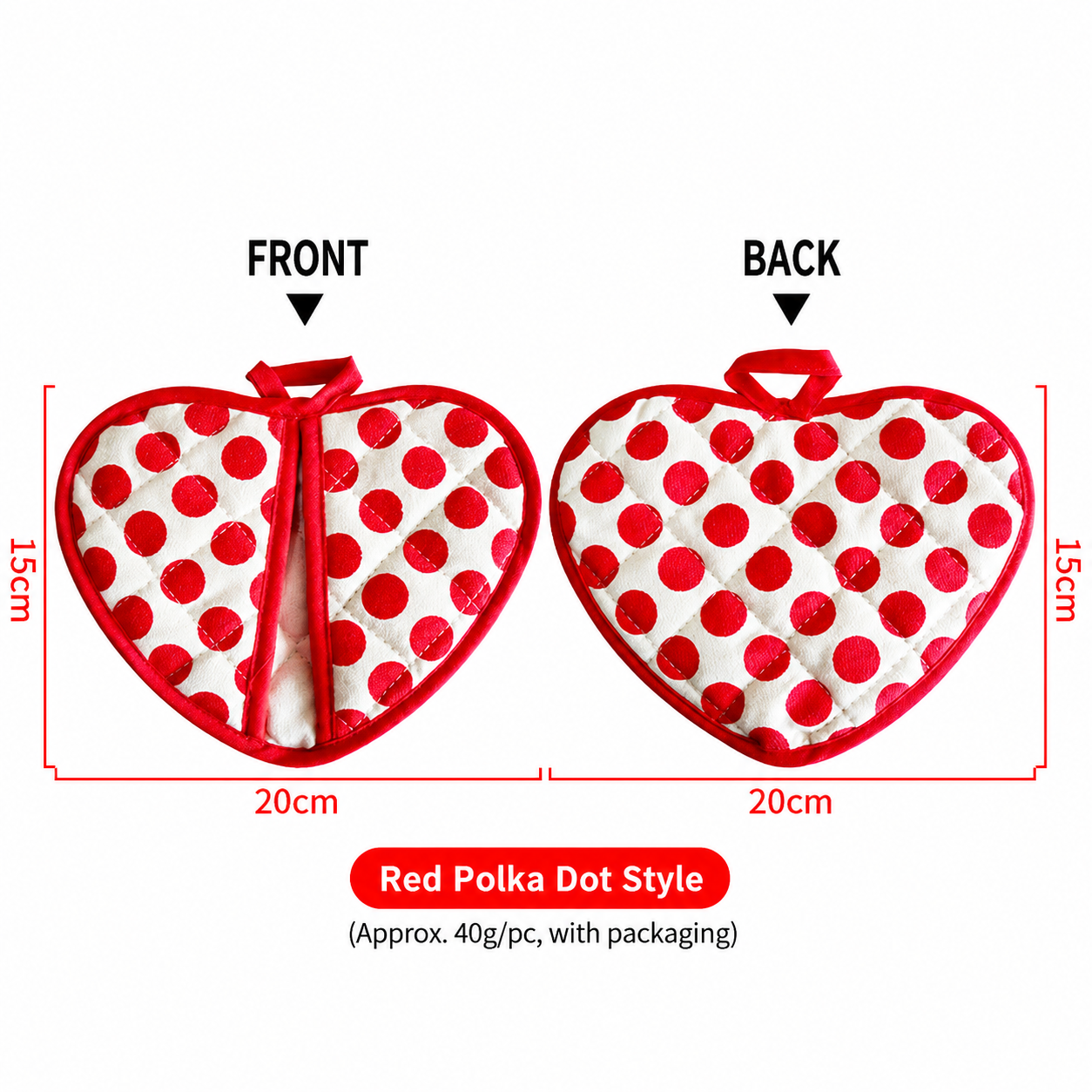 Thick Heart-Shaped Heat Resistant Pot Holder, Double-Layer Cotton Insulated Oven Mitt