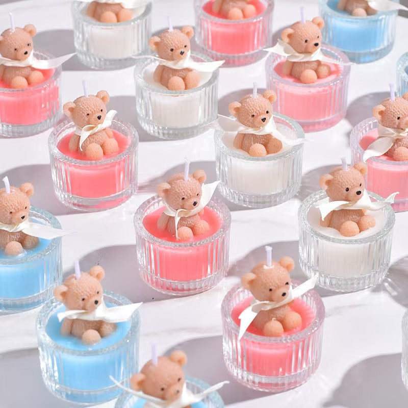 Glass Cup Bear Scented Candle