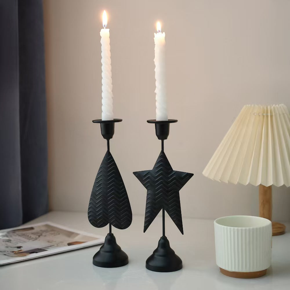 Metal Candleholder Decor, Heart and Star Shape Iron Ornament