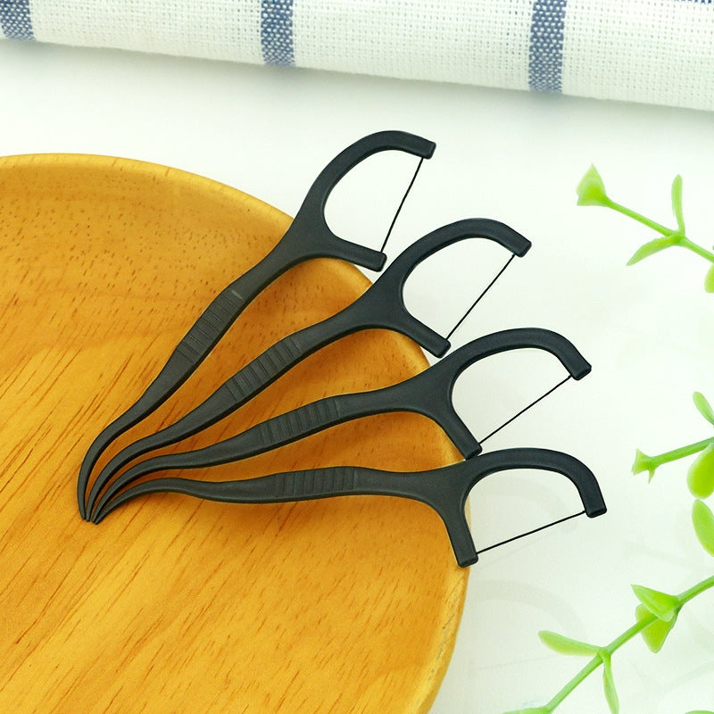Biodegradable Bamboo Charcoal Floss Picks – 50 Picks per Bag Eco-Friendly Dental Floss