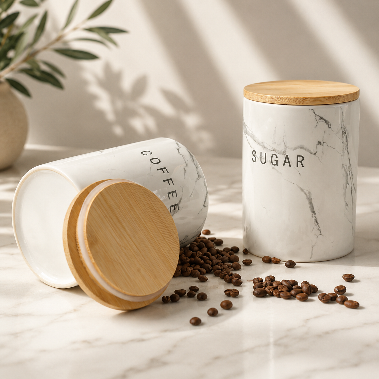 Marble Ceramic Storage Jar – 700ml Kitchen & Home Canister