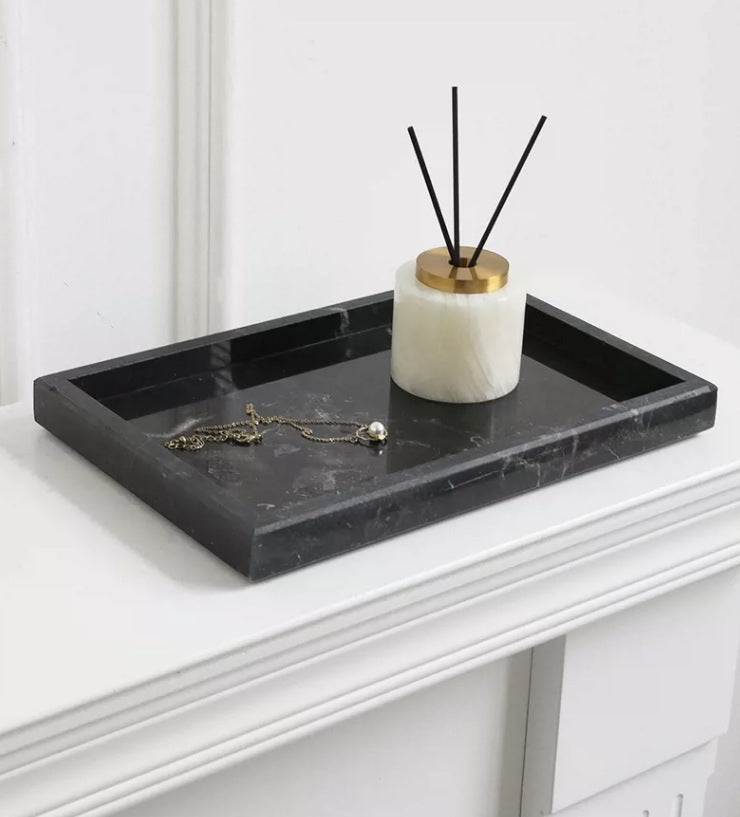 Premium Natural Marble Vanity Tray – Elegant Storage & Display Organizer