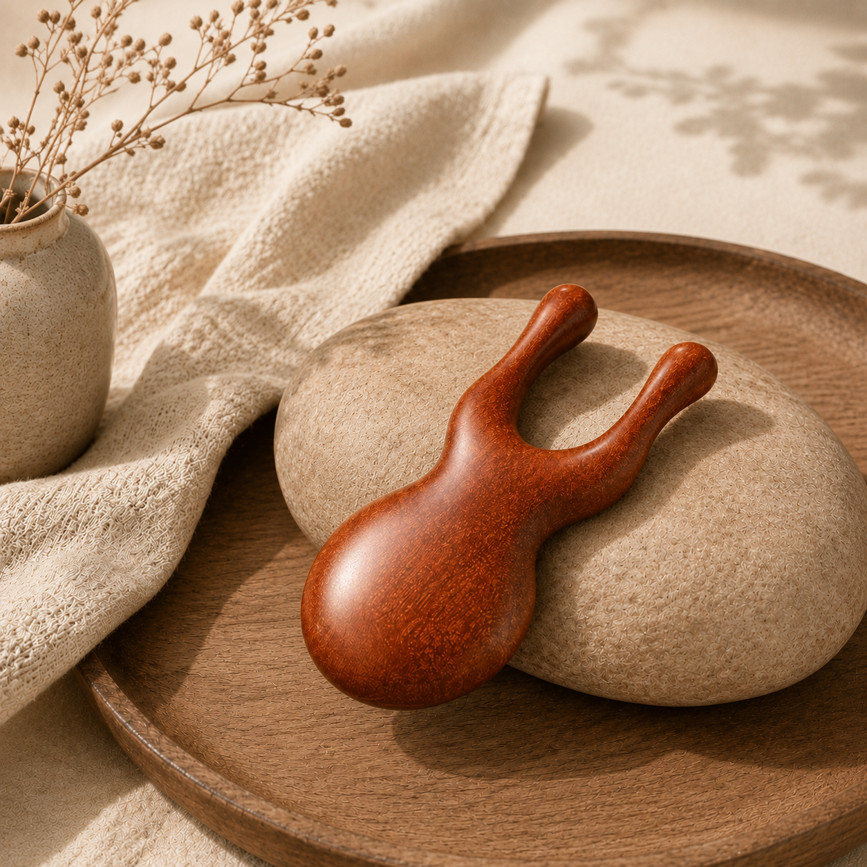 Wooden U-Shaped Neck Massage Tool – Sandalwood Trigger Point Massager for Neck & Shoulder Relief