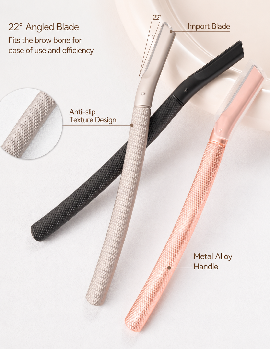 Replaceable Blade Metal Eyebrow Razor