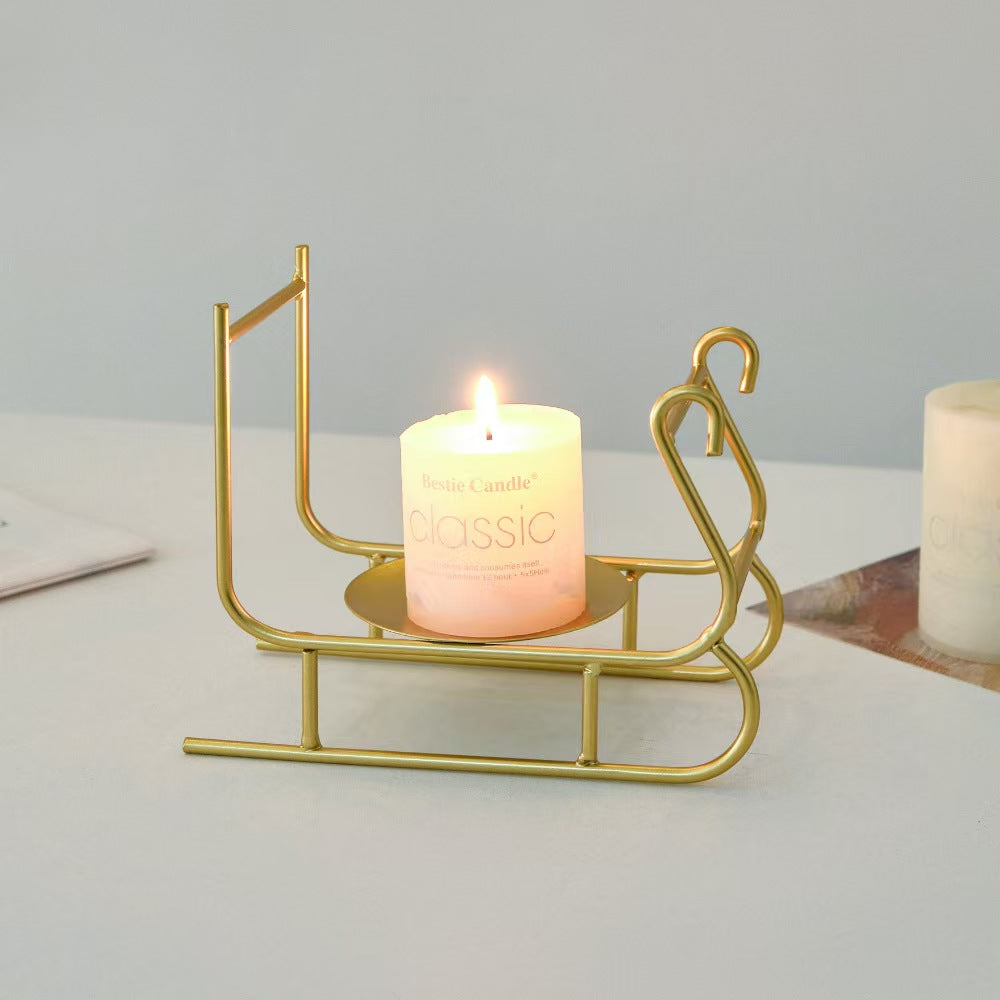 Sleigh Candleholder Creative Iron Decor Piece