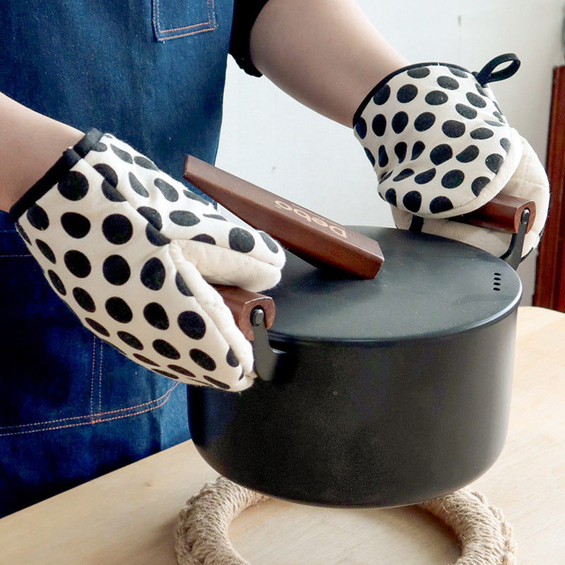 Polka Dot Oven Mitt, Heat Resistant Kitchen Glove