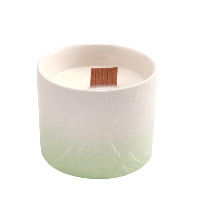 Ceramic Cup Scented Candle with Oriental Design