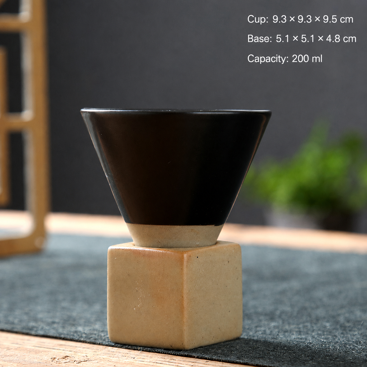 Ceramic Coffee Cup with Square Base – 200 ml Conical Drink Cup for Latte, Tea, Espresso, Dessert & Home Café Use