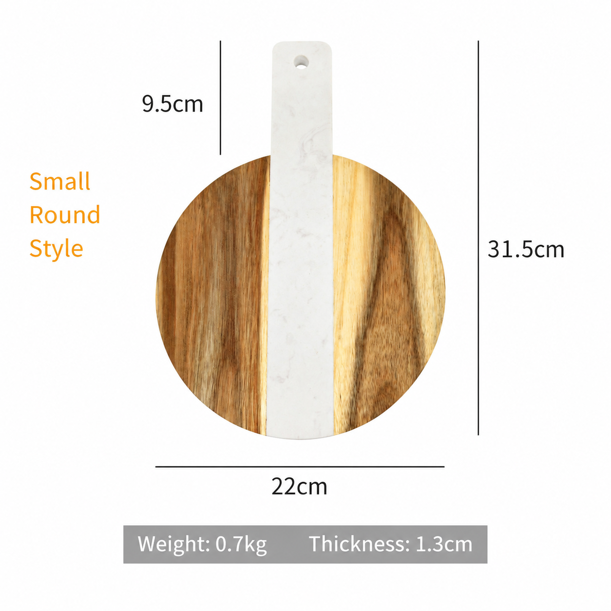 Marble & Wood Serving Board – Charcuterie, Cheese & Pizza Board