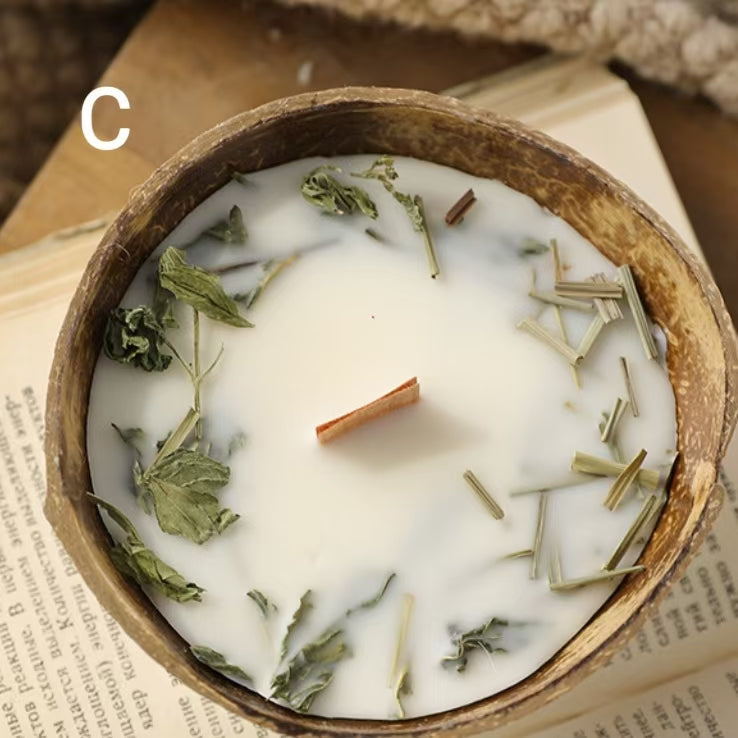 Dried Flower Coconut Bowl Candle
