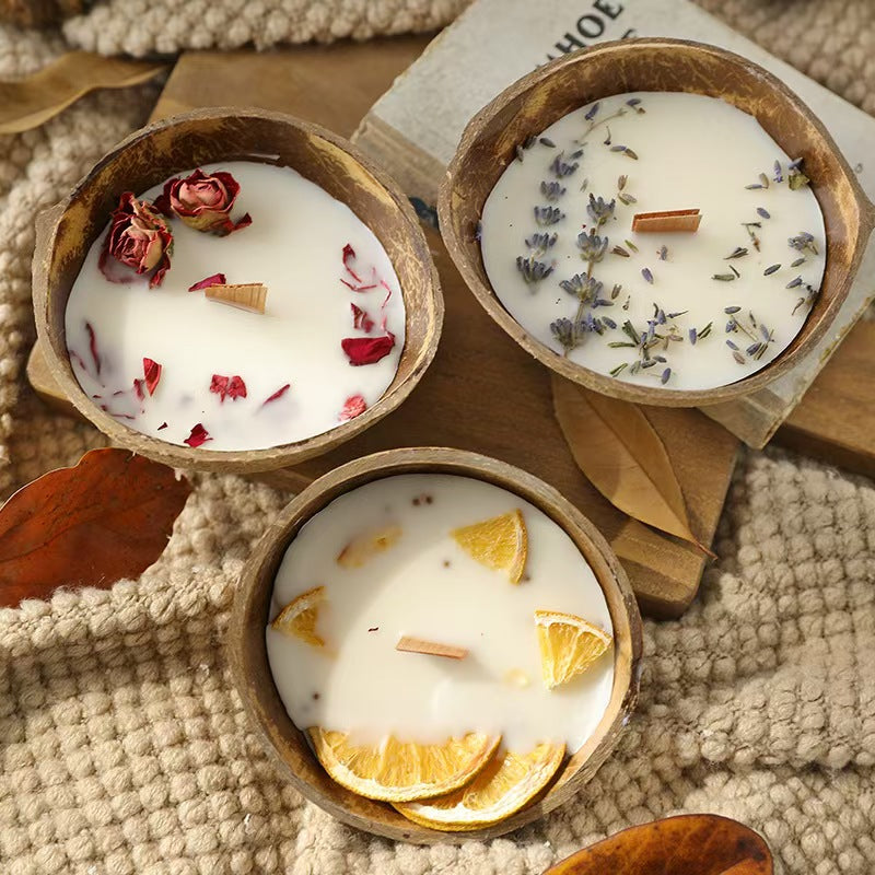 Dried Flower Coconut Bowl Candle