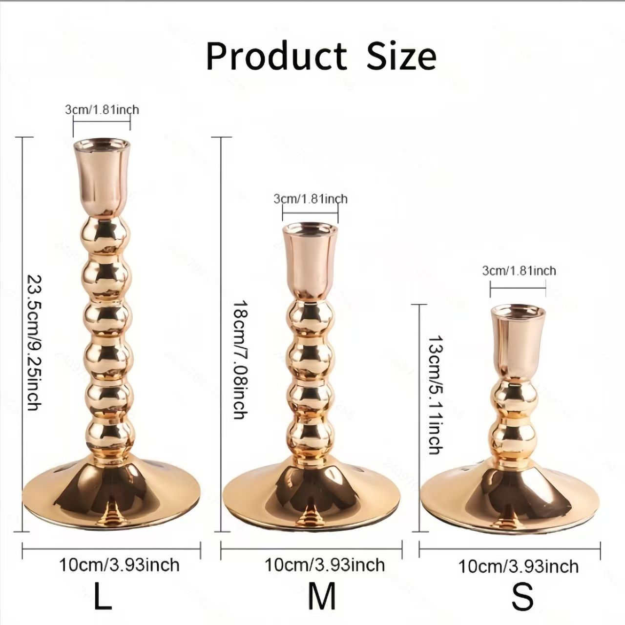 French Gold Electroplated Bead Candleholder, Heavy Duty Exquisite Iron Decor