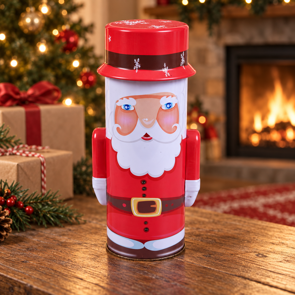 Santa Claus Tinplate Candy Jar – Christmas Treat Storage Container