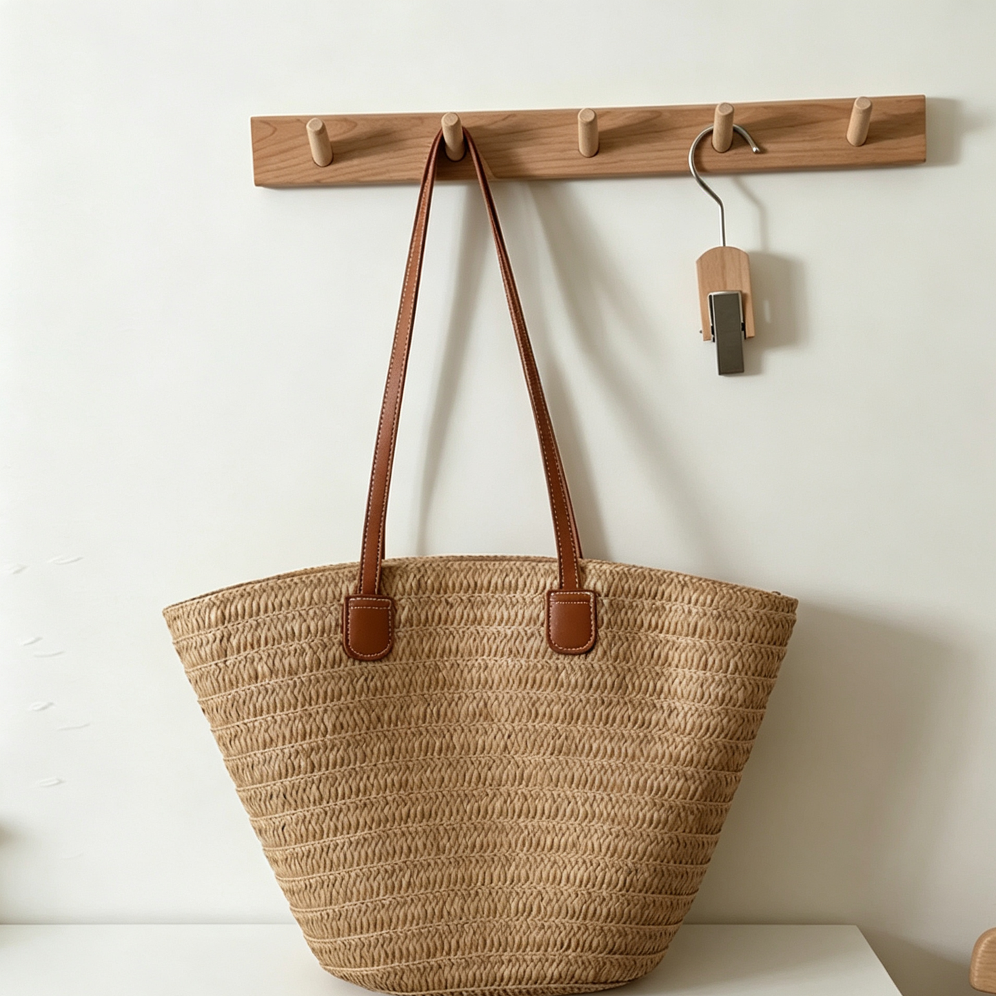Woven Straw Tote Bag – Large Paper Rope Shoulder Bag with Zipper Closure for Daily Style